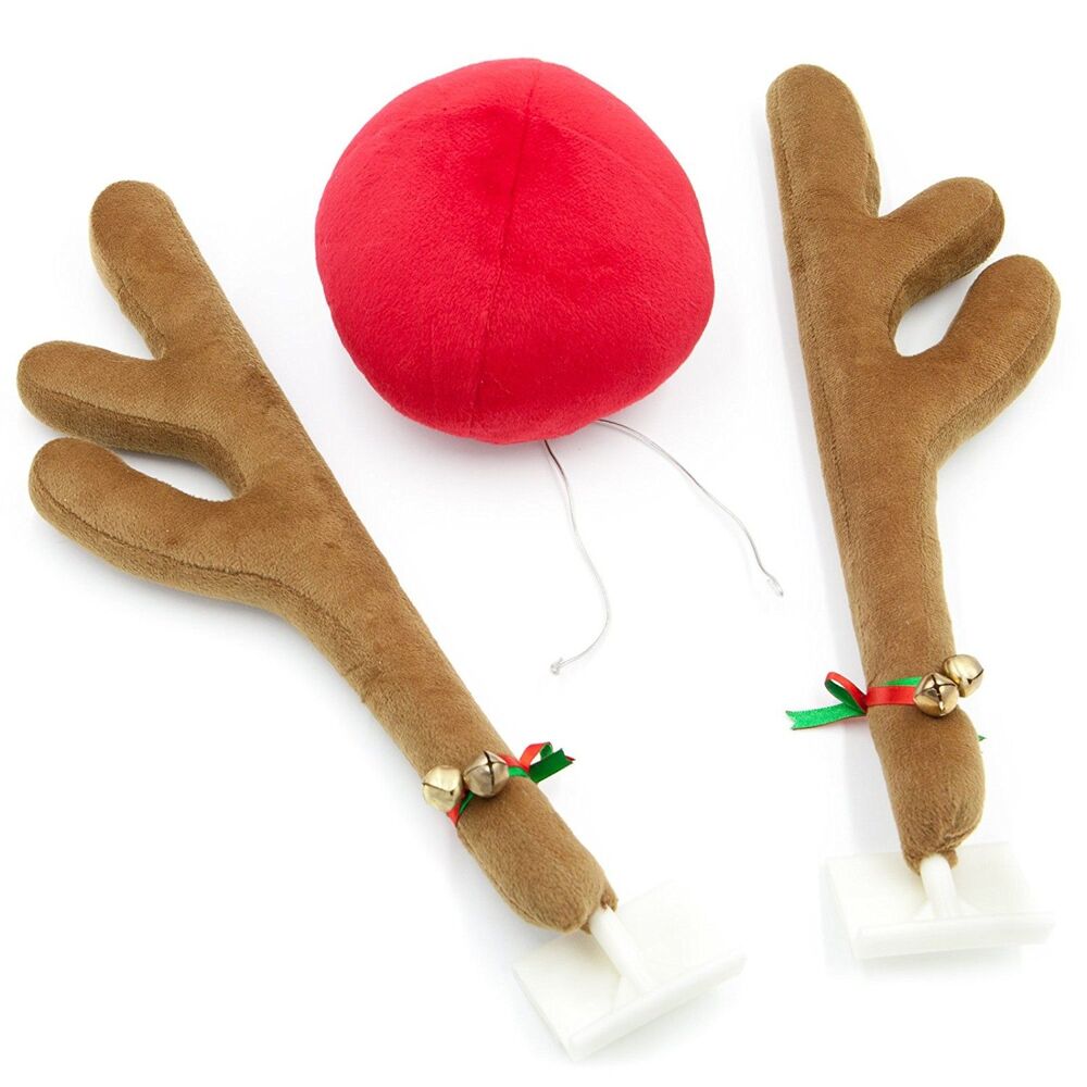 Vehicle Reindeer Antlers & Red Nose Set, Rudolph Christmas Costume